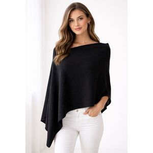 Claudia Nichole Cashmere Poncho Topper Black One size